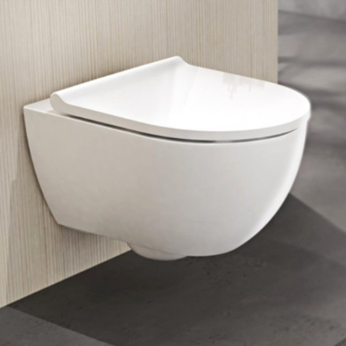 Комплект подвесного унитаза GEBERIT ACANTO 502.718.00.1 вертикальный смыв закрытая форма TurboFlush с сиденьем с крышкой для унитаза